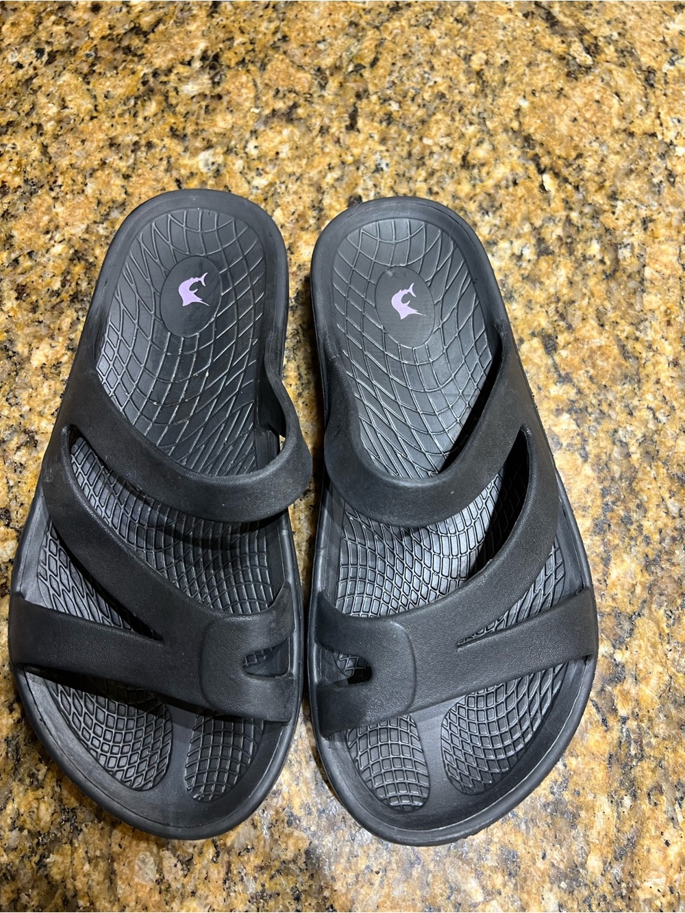 Reel Legenda Black Slide Sandals with Purple Logo Accents - Picture 14 of 15
